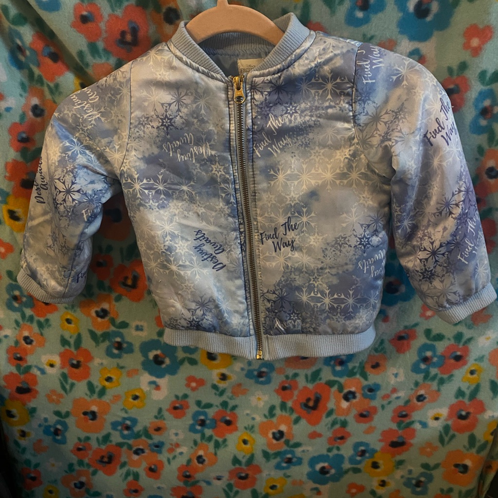 Toddler Girls Disney Frozen Ii Jacket 4t Blue White Snowflake Silver Preowned